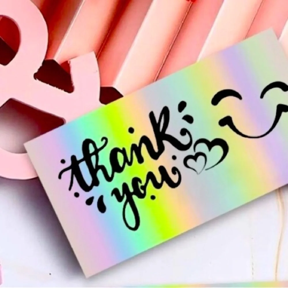 50pcs/pack Thank You cards for business holographic mini rainbow 3.5 x 2 in New